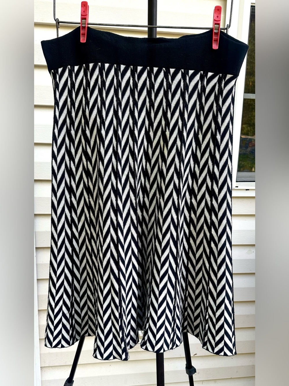 Cato Black & White Chevron Circle Skirt - Picture 4 of 8